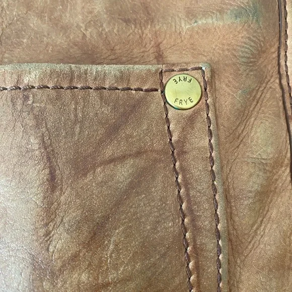 FRYE Campus Rivet Brown Antiqued Crinkled Leather Crossbody Purse - Picture 8 of 16
